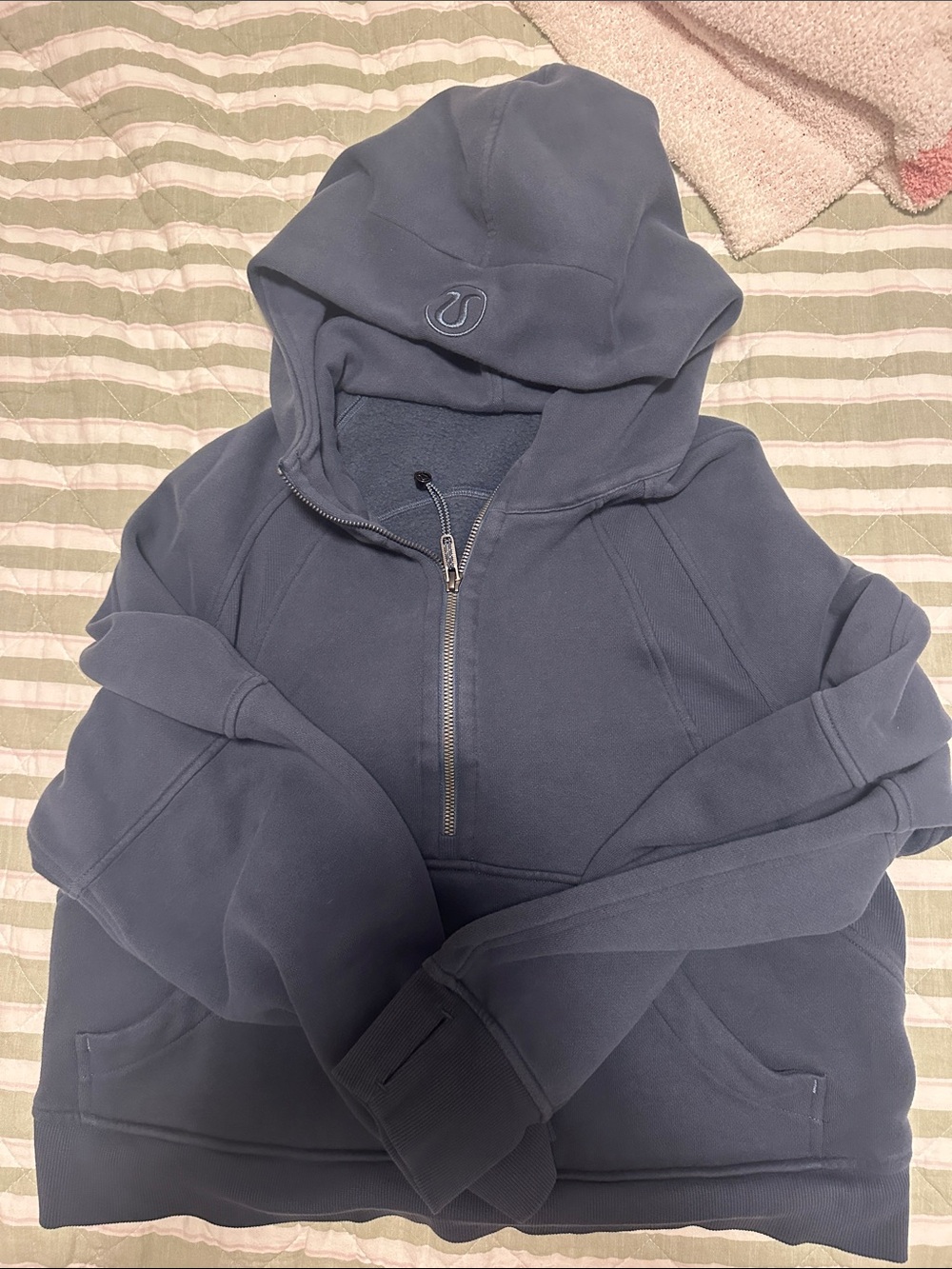 Women’s Half-Zip Hooded Sweater - Slate Blue